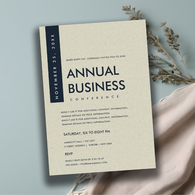 MODERN MINIMAL NAVY WHITE KRAFT CONFERENCE EVENT INVITATION (Creator Uploaded)