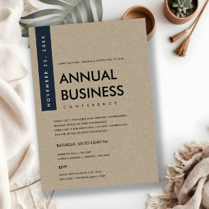 MODERN MINIMAL NAVY WHITE KRAFT CONFERENCE EVENT INVITATION