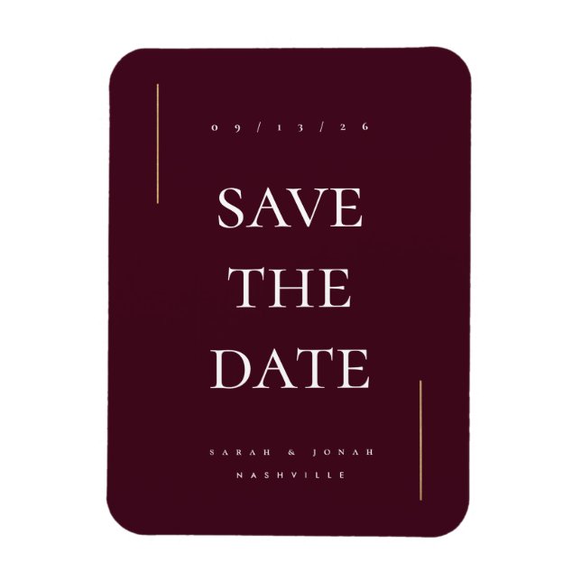 Modern Minimal Non Photo Save the Date Magnet (Vertical)