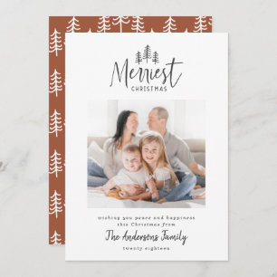 Modern minimal nordic Christmas rustic one photo Holiday Card