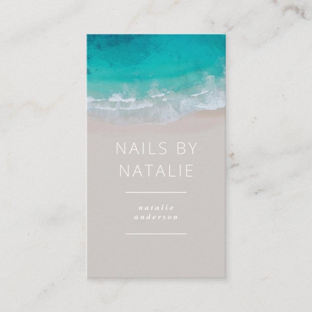 Modern minimal ocean beach typography chic busines business card (Front)
