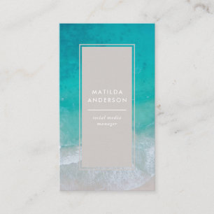 Modern minimal ocean beach typography chic business card