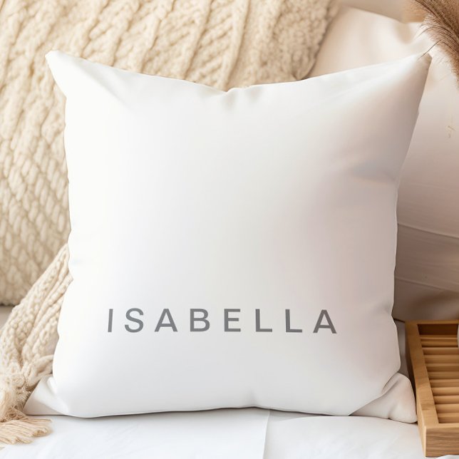 Modern Minimal Off White, Grey Personalised Name Cushion (Creator Uploaded)