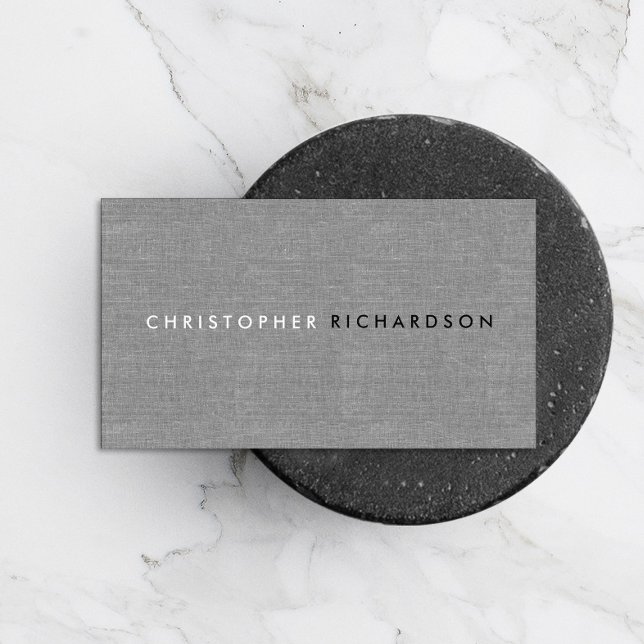 MODERN & MINIMAL on GRAY LINEN Business Card (Creator Uploaded)
