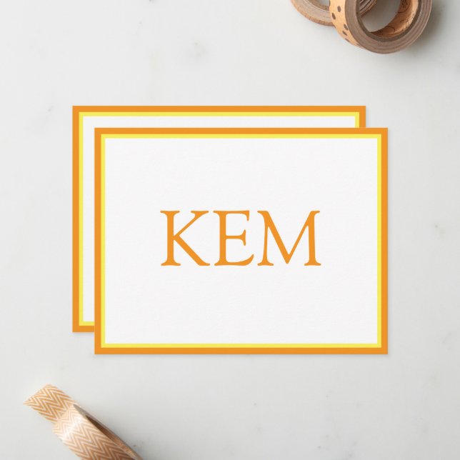 Modern Minimal Orange Monogram Card (Front/Back In Situ)