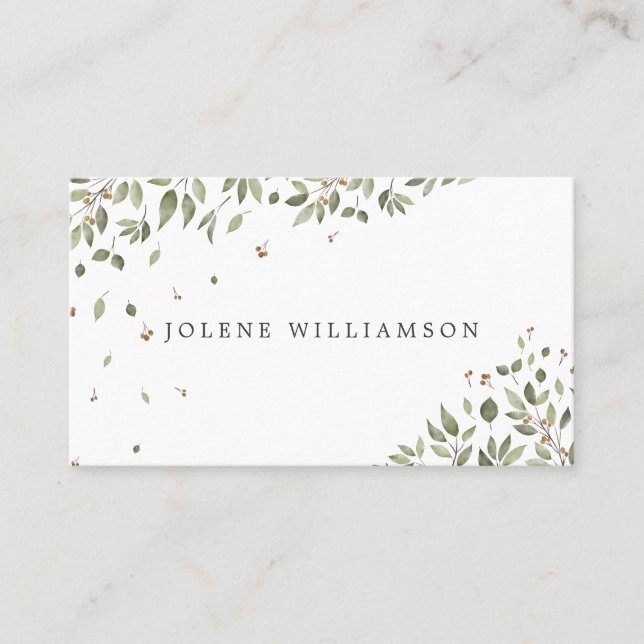 Modern Minimal Organic Greenery Business Card (Front)