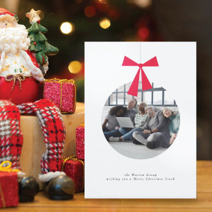 Modern Minimal Ornament Photo Christmas Card