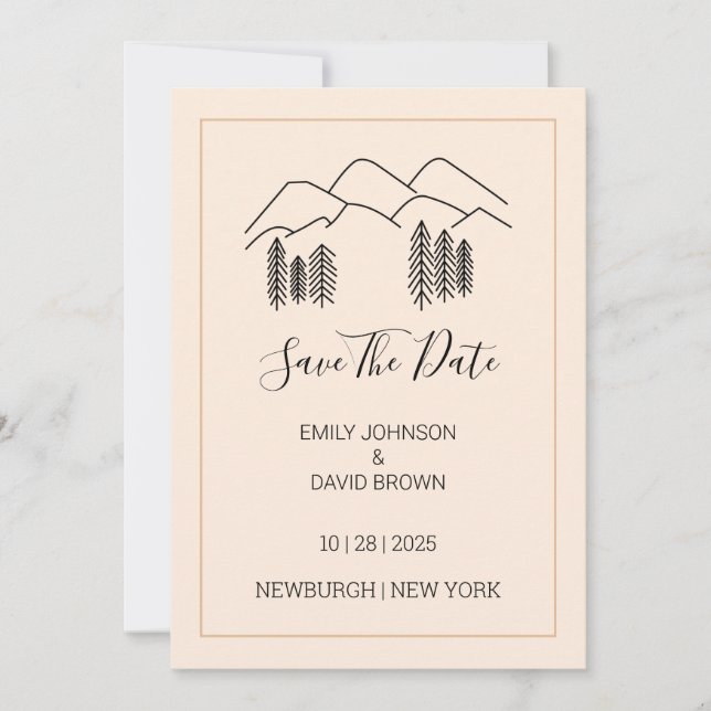 Modern Minimal Outside Nature Hills Save the Date  Invitation (Front)