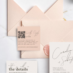 Modern Minimal Pale Salmon RSVP QR Code Card