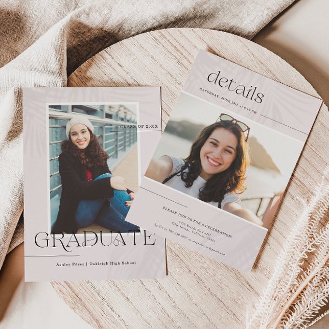 Modern Minimal Palms | Graduation Photo Party Invitation (Creator Uploaded)