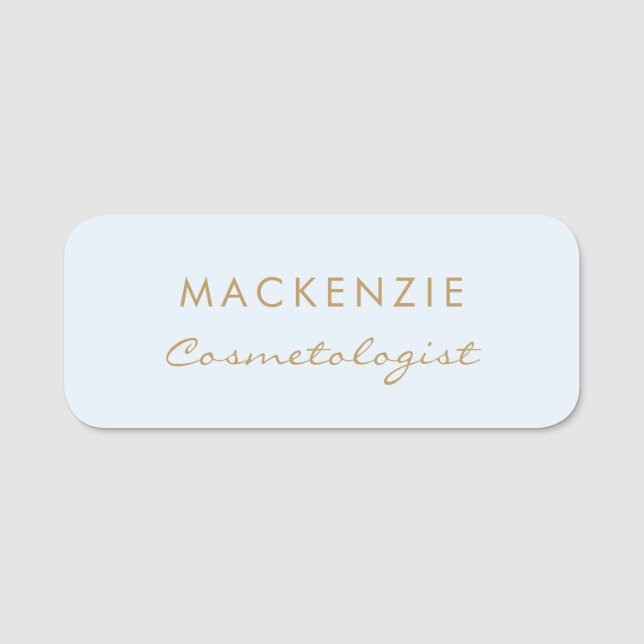 Modern Minimal Pastel Blue Professional Employee Name Tag (Front)