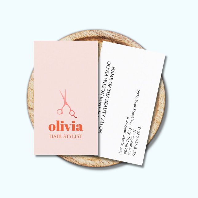 Modern Minimal Pastel Bold Hair Salon Business Card (Creator Uploaded)