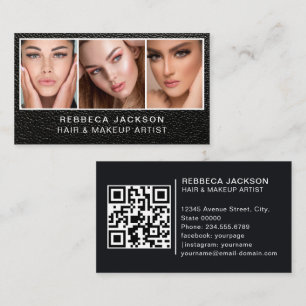 Modern minimal pastel makeup and hair illustration business card