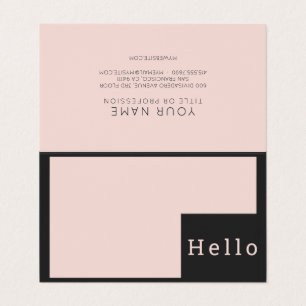 Modern Minimal Pastel Pink & Black Hello  Business Business Card