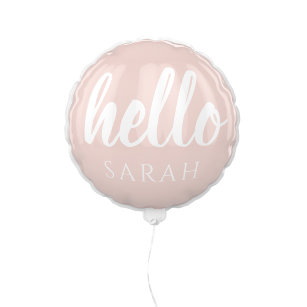 Modern Minimal Pastel Pink Hello And You Name Balloon