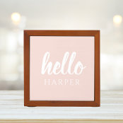 Modern Minimal Pastel Pink Hello And You Name Desk Organiser