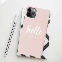Modern Minimal Pastel Pink Hello And You Name