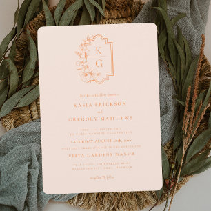 Modern Minimal   Peach & Blush Wedding Invitation