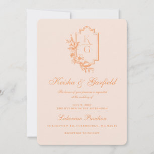 Modern Minimal Peach & Blush Wedding Invitation