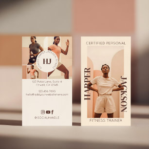 Modern Minimal Personal Trainer Photos & Monogram Business Card