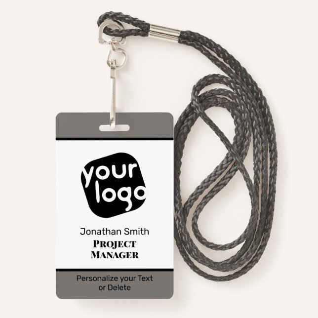    Modern Minimal Personalised Conference ID Badge (Front with Lanyard)