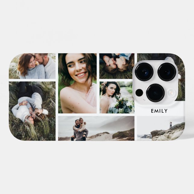 Modern minimal personalised family multi 7 photo Case-Mate iPhone case (Back (Horizontal))