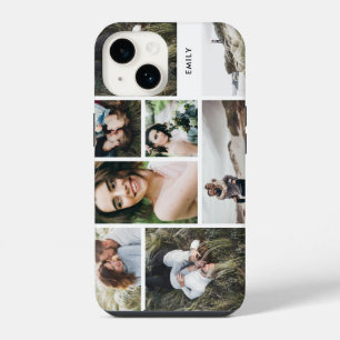Modern minimal personalised family multi 7 photo iPhone 14 case