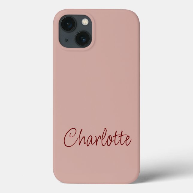 Modern Minimal Personalised Name Dusty Pink Case-Mate iPhone Case (Back)