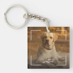Modern Minimal Pet Photo Key Ring