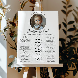 Modern Minimal Photo 1st Birthday Milestone Sign