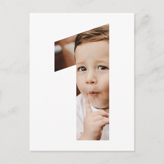Modern Minimal Photo 1st One Invitation Postcard (Front)