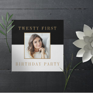 Modern minimal photo 21st birthday  invitation