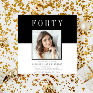 Modern minimal photo 40th birthday  invitation