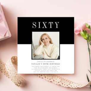 Modern minimal photo 60th birthday  invitation