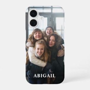 Modern Minimal Photo and Simple Monogrammed Name iPhone 16 Case