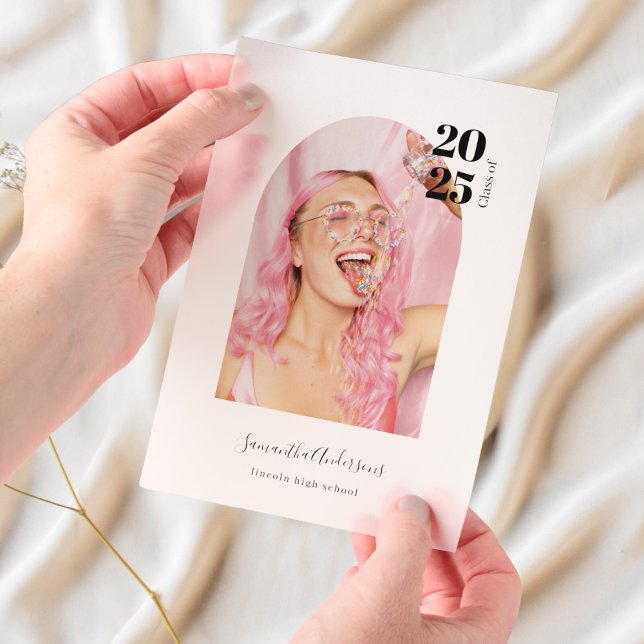 Modern Minimal Photo Arch Graduate  Vellum Invitations (Creator Uploaded)