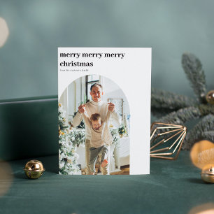 Modern Minimal Photo Arch Merry Christmas Invitation