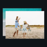 Modern minimal photo beach Christmas Holiday Card<br><div class="desc">stylish christmas card design featuring trendy mix of bold and script font,  space for your chosen photo on front with beach and sea graphic on reverse</div>