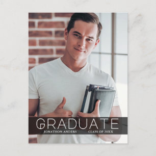 Modern Minimal Photo Bk Graduate Announcement Postcard