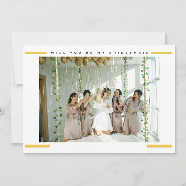 Modern minimal photo bridesmaid proposal card (Front)