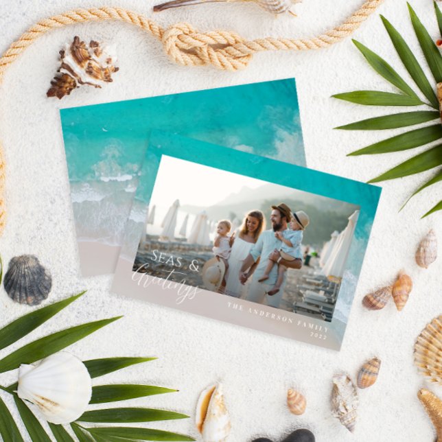 Modern minimal photo Christmas beach Holiday Card (Creator Uploaded)