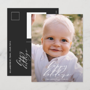 Modern minimal photo Christmas elegant holiday Postcard