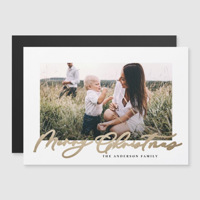 Modern minimal photo Christmas elegant script (Front/Back)