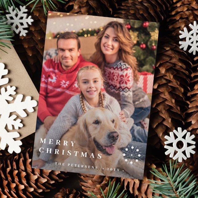 Modern minimal photo Christmas elegant typography Holiday Card (Creator Uploaded)