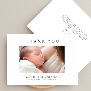 Modern Minimal Photo Frame Baby Shower Thank You Card