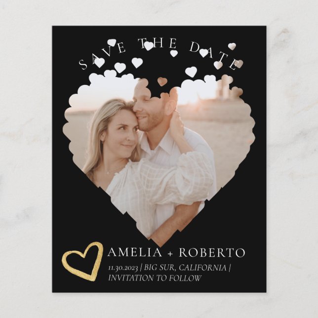 Modern Minimal Photo Frame Save The Date Card (Front)