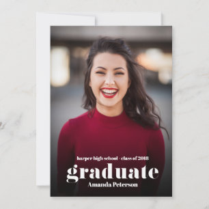 Modern minimal photo Graduation Announcement