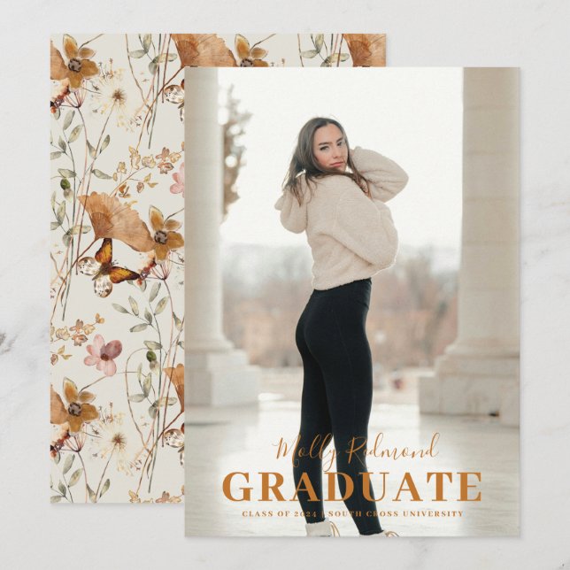 Modern Minimal Photo Graduation Announcement (Front/Back)