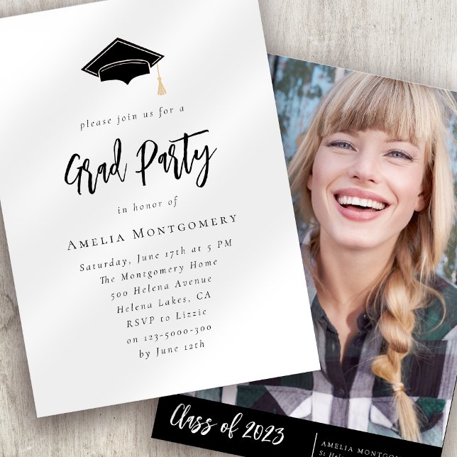 Modern Minimal Photo Graduation Party Invitation (Creator Uploaded)