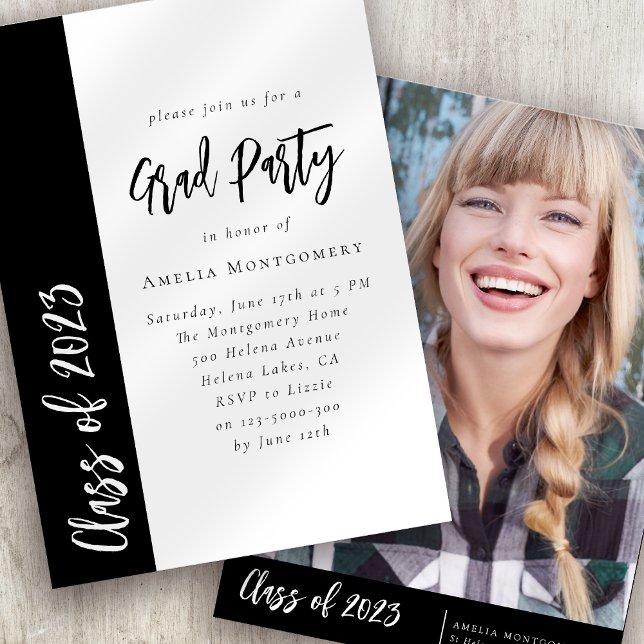 Modern Minimal Photo Graduation Party Invitation (Creator Uploaded)